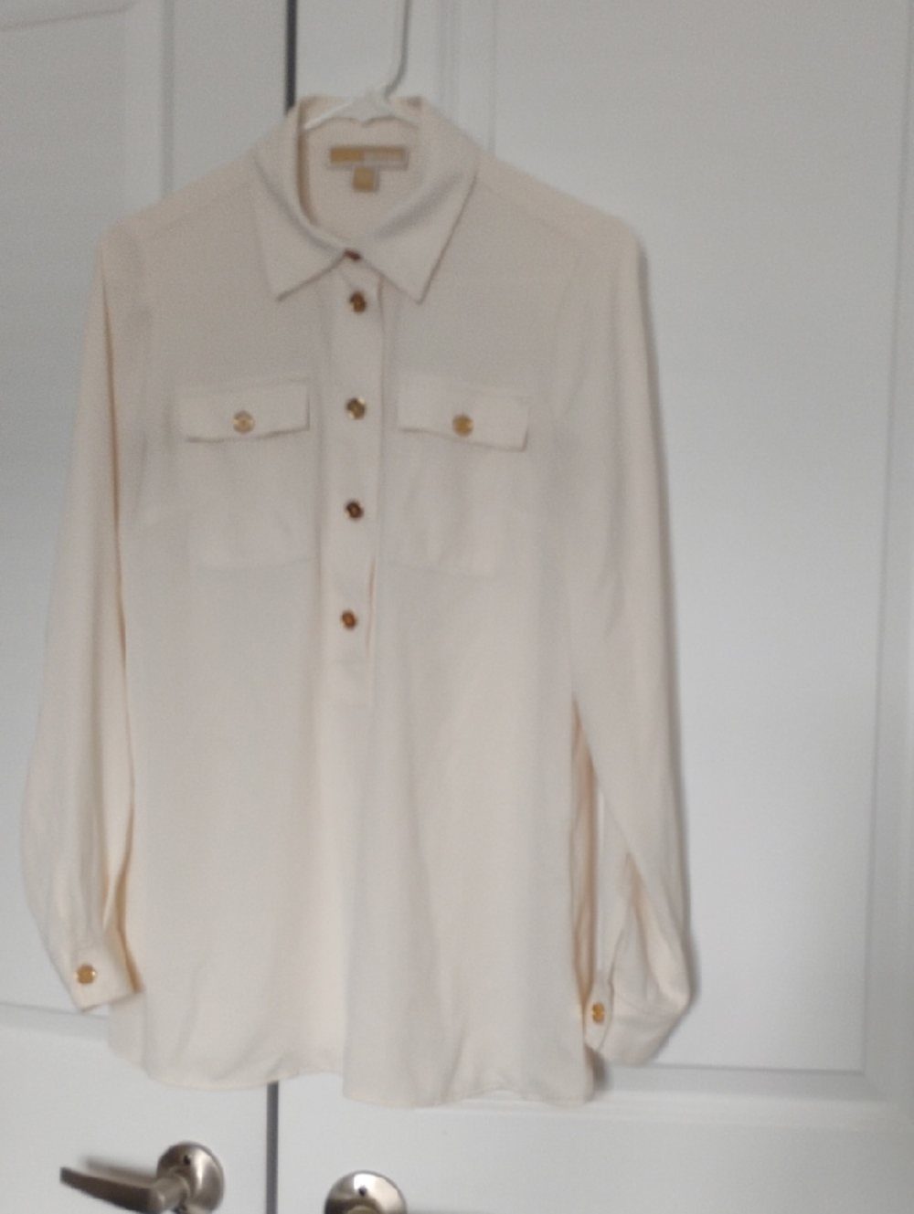 MICHAEL Michael Kors Cream Blouse with Gold Buttons